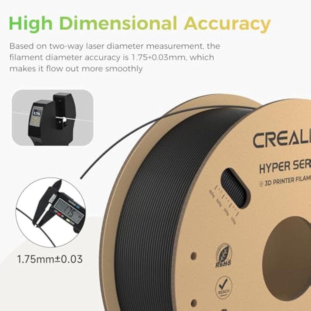 Creality Hyper PLA 3D Printer Filament | 1.75mm High-Speed Black 2kg