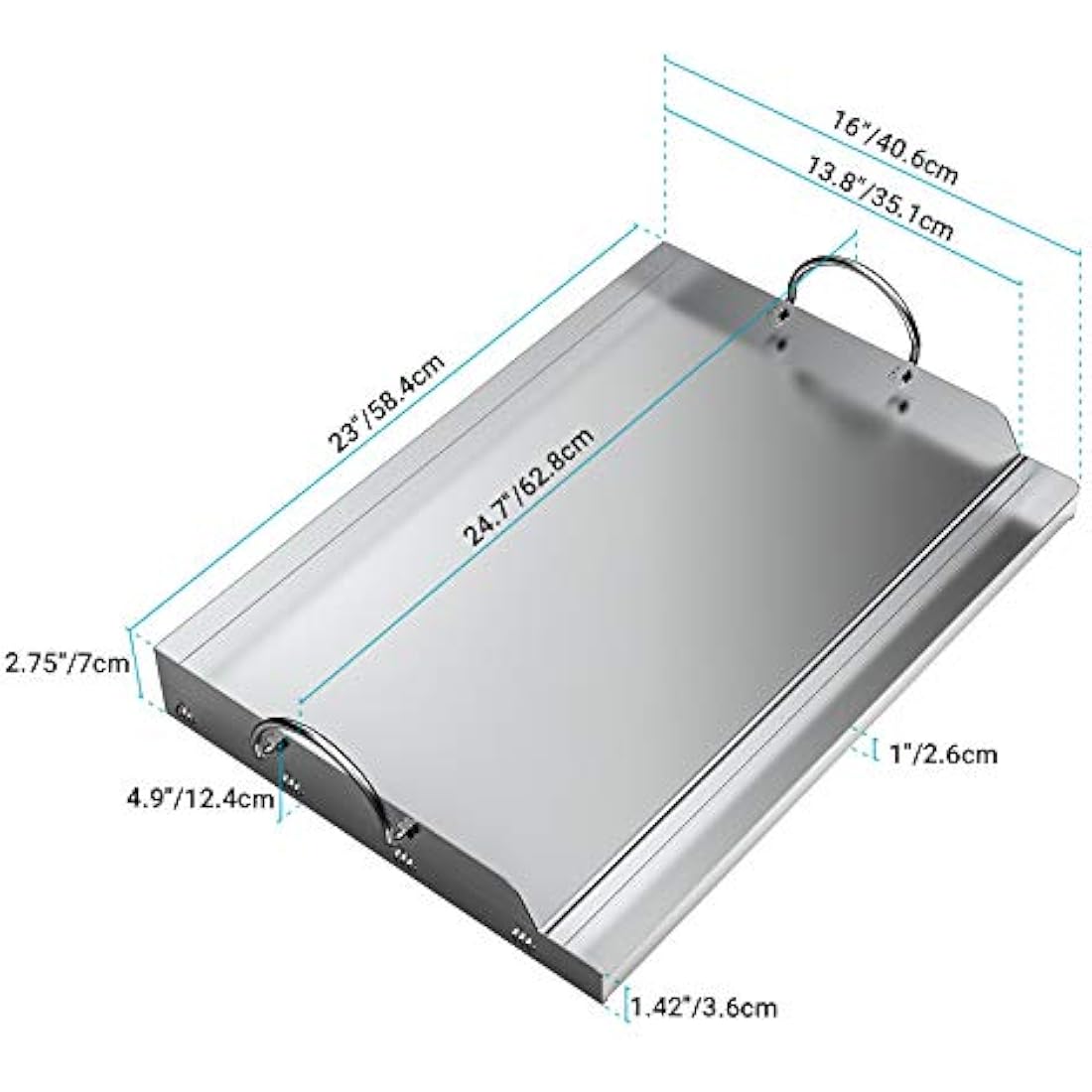 Onlyfire Stainless Steel Rectangle BBQ Griddle Plancha for Gas Grills