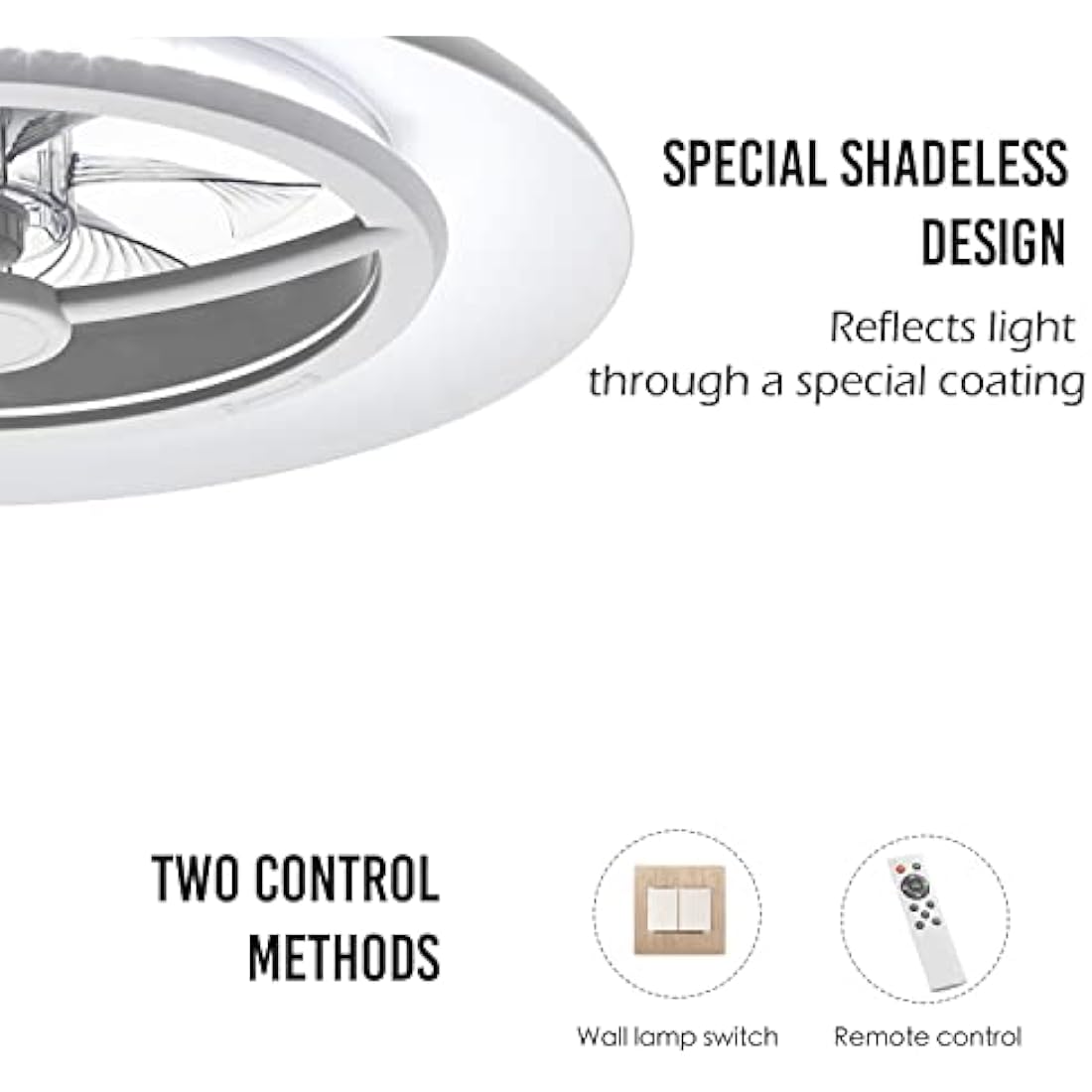 BKZO 55cm Modern Ceiling Fan with Light – Stepless Dimming & 24 Speeds