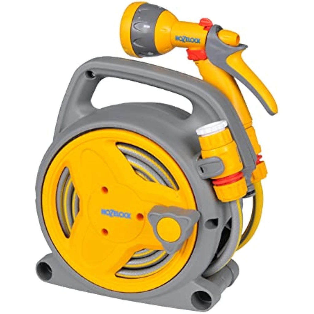 Hozelock Pico Reel 10m Compact Garden Hose Reel with Multi Spray Gun