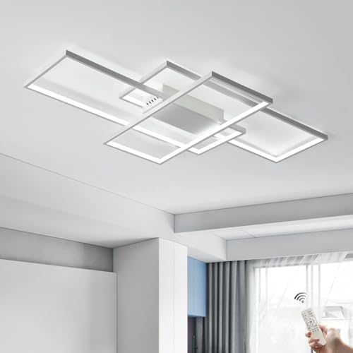 JIINOO Modern Square LED Ceiling Light | 110cm Dimmable Flush Mount – 70W
