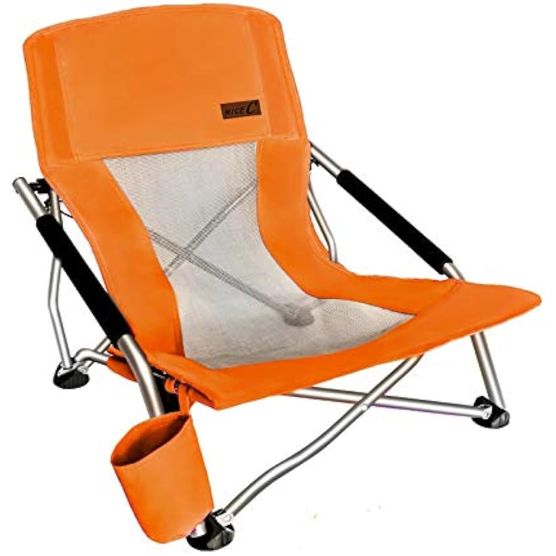 Nice C Low Beach Camping Folding Chair – Heavy Duty Steel & Mesh, Orange