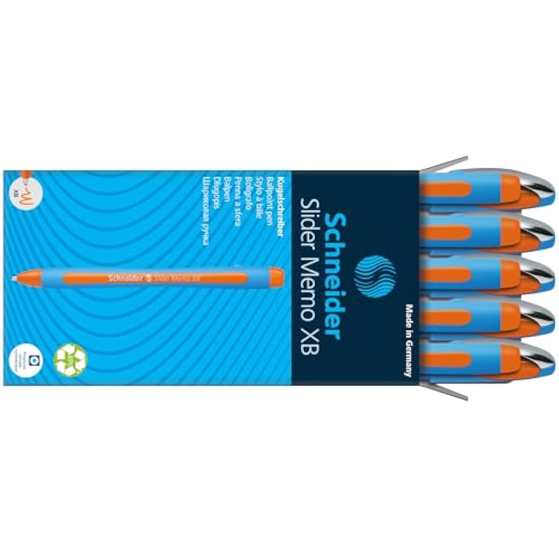 Schneider Slider Memo XB Ballpoint Pen - Orange Ink, Pack of 10