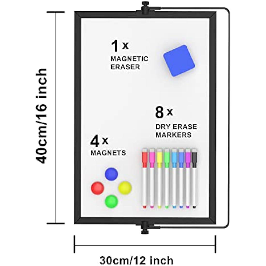OWill Magnetic Desktop Whiteboard – 30x40cm Double-Sided A3 Easel Set
