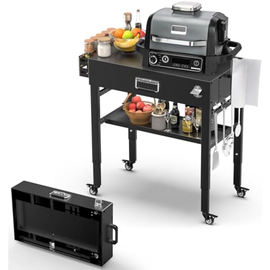 Jolof Store Portable Grill Cart – Folding Stand for Ninja Woodfire & Blackstone