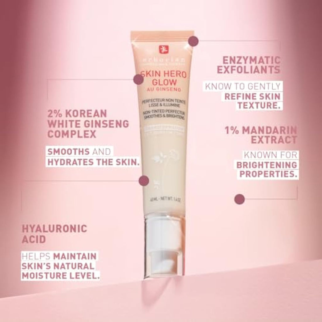 Erborian Skin Hero Glow – Non-Tinted Skin Perfector & Radiance Booster – 40ml