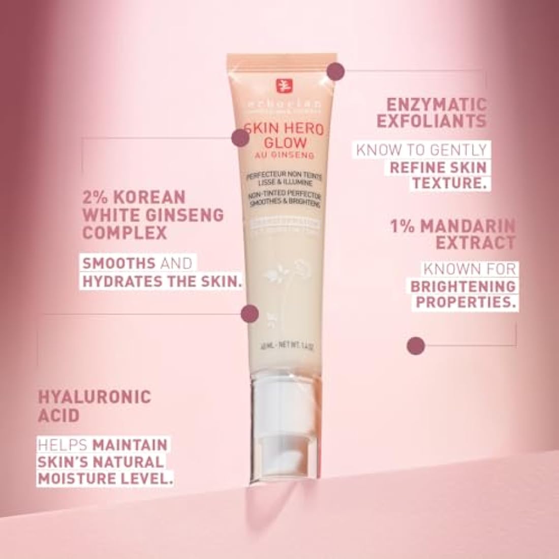 Erborian Skin Hero Glow – Non-Tinted Skin Perfector & Radiance Booster – 40ml