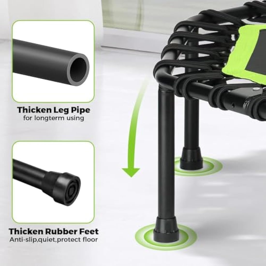 ONETWOFIT Foldable Fitness Trampoline | 330lbs Rebounder with Handle