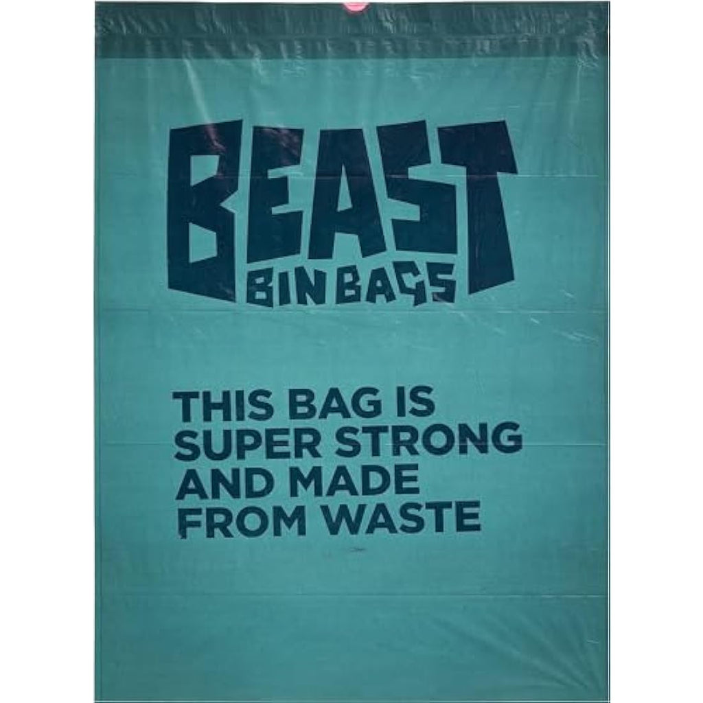 Beast Bin Bags | 50L Recycled Drawstring Bin Liners | 100 Heavy Duty Bags