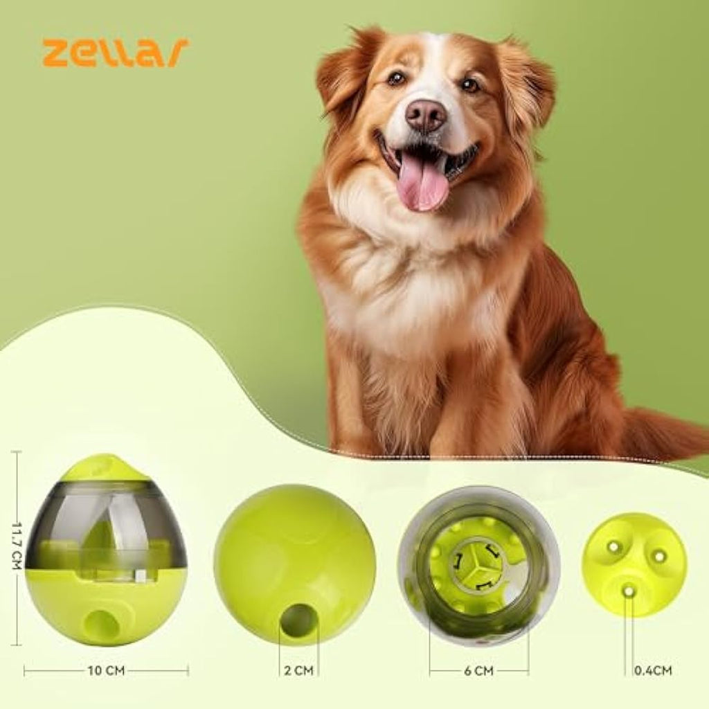 Zellar Interactive Dog Treat Dispenser Ball – Slow Feeder Toy (Green)