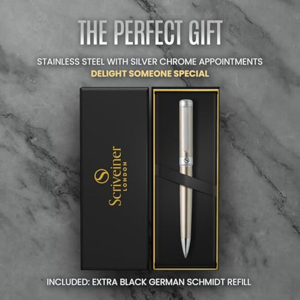 Scriveiner Stainless Steel Ballpoint Pen – Luxury Executive Gift Set