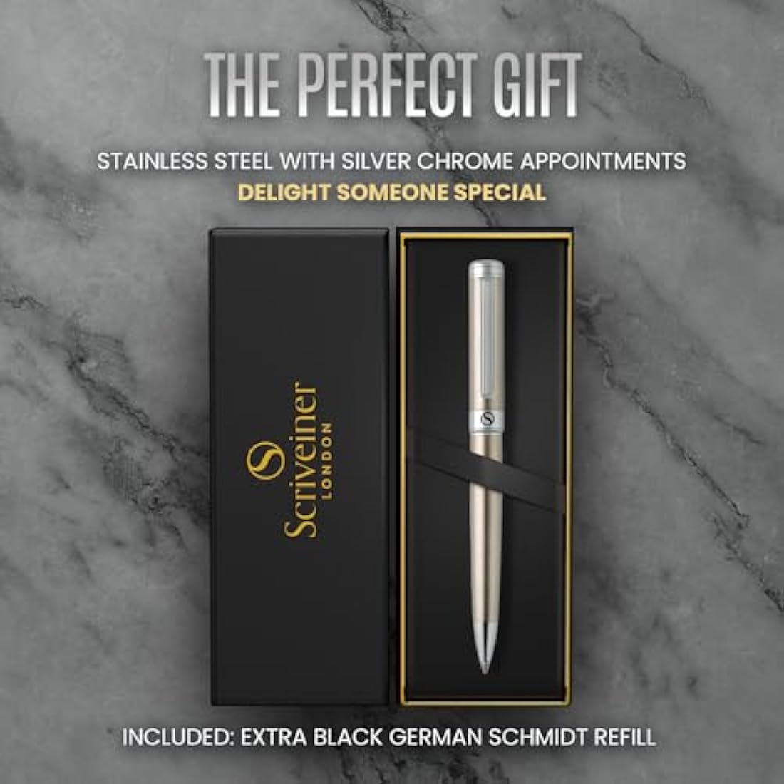 Scriveiner Stainless Steel Ballpoint Pen – Luxury Executive Gift Set