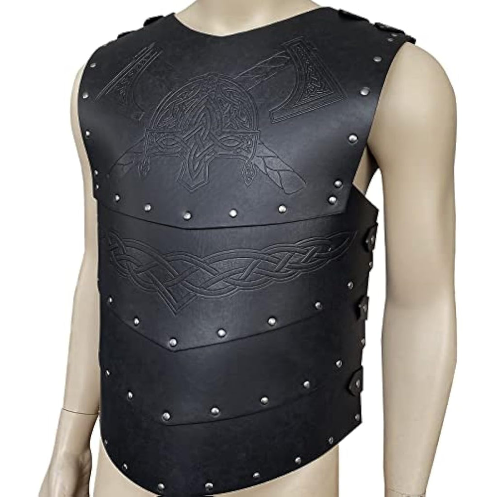 HiiFeuer Viking Chest Armor – Faux Leather Medieval Knight LARP Vest
