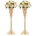 Nuptio Gold Trumpet Vases | 21.5" Metal Wedding Table Centerpieces - 2 Pcs