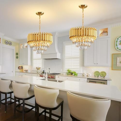 Modern Gold K9 Crystal Chandelier – 3-Tier Round Light Fixture