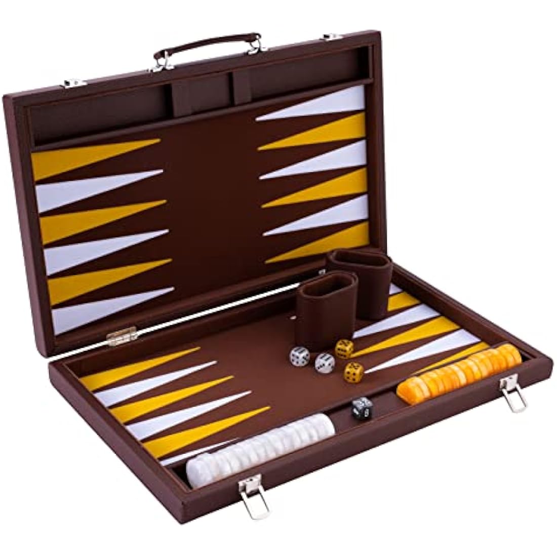 Engelhart Luxury 18" Backgammon Set – Inlaid Velvet & Leatherette Case