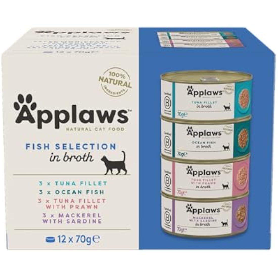 Applaws Natural Wet Cat Food | Fish Selection in Broth | 12 x 70g Tins