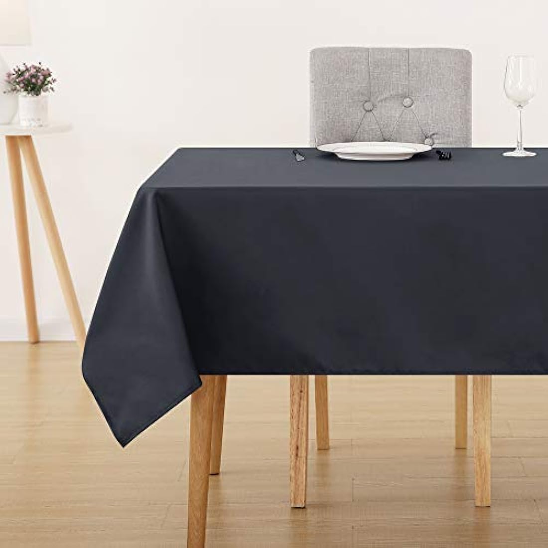 Deconovo Oxford Tablecloth – Water Resistant Wipeable Rectangle, Dark Grey