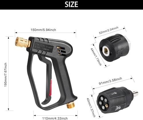 YUET High Pressure Washer Gun | 4350 PSI with Multi-Angle Nozzle