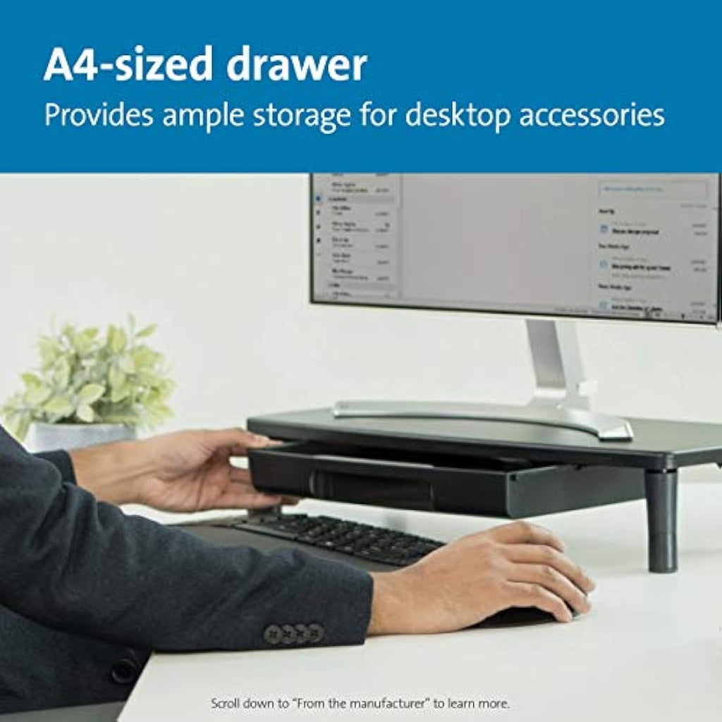 Kensington SmartFit Monitor Stand – Ergonomic Riser with A4 Drawer