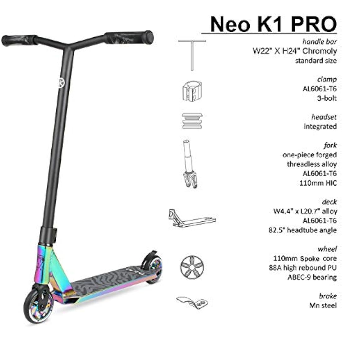 Vokul Bzit K1 Pro Stunt Scooter – Freestyle Trick Scooter with Alloy Wheels