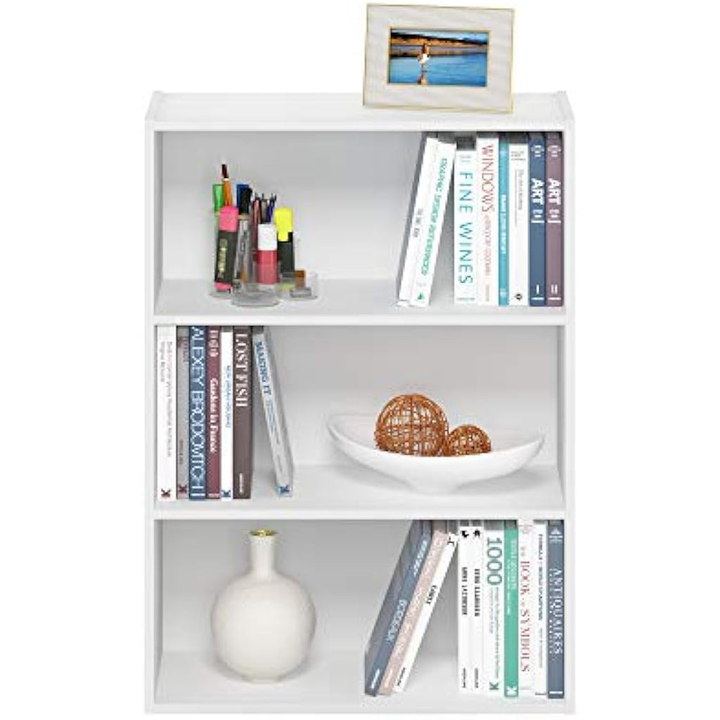 Furinno Pasir 3-Tier Open Shelf Storage Unit - White Engineered Wood