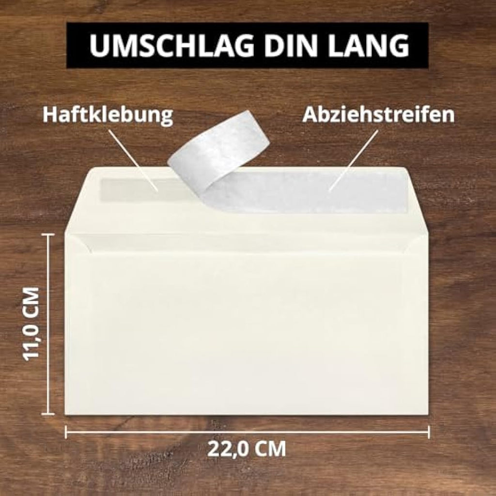 Neuser FarbenFroh Envelopes DIN Long Natural White Self-Adhesive 150 Pack