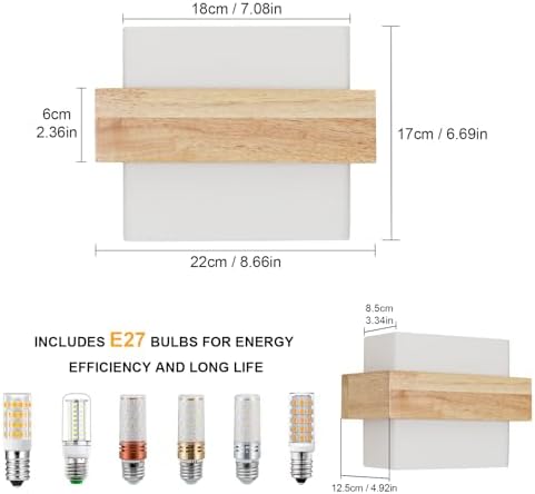 DELIPOP Wooden Wall Sconce | Modern E27 Glass Globe Indoor Wall Light