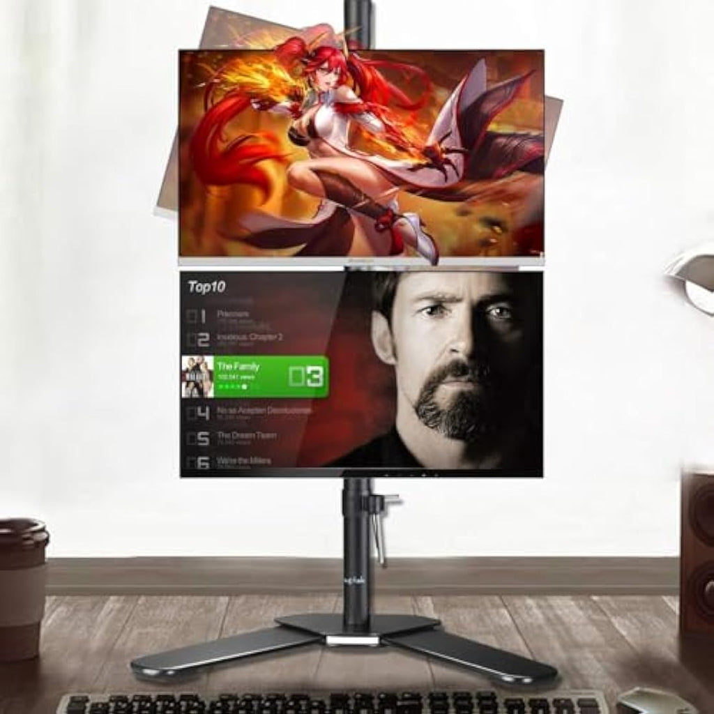 Suptek Dual Monitor Stand – 80cm Tall Vertical Mount for 13-27" Screens