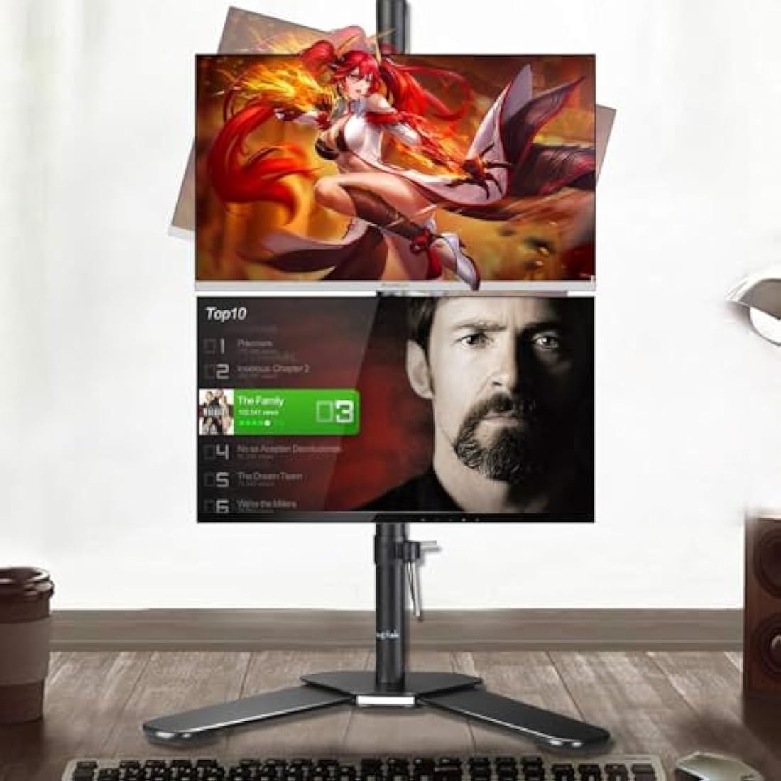Suptek Dual Monitor Stand – 80cm Tall Vertical Mount for 13-27" Screens