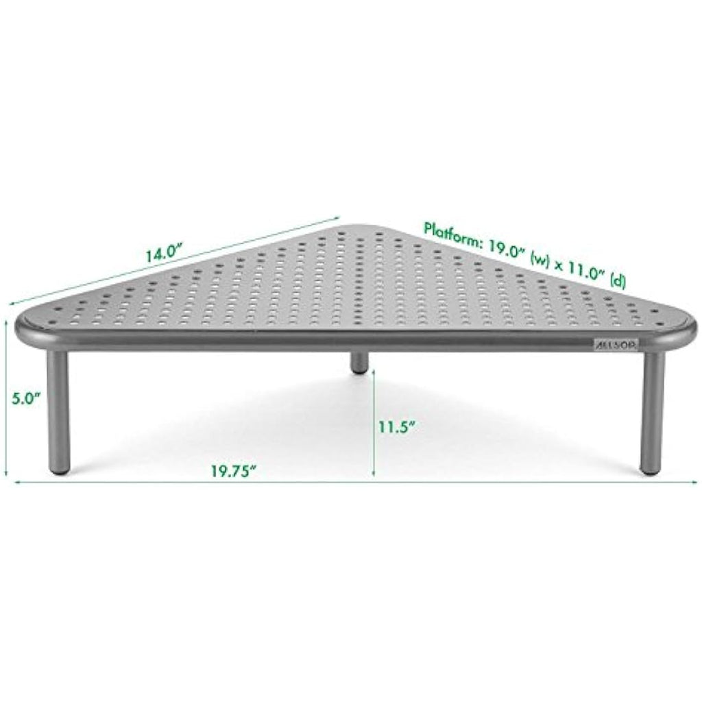 Allsop Metal Art Corner Monitor Stand – Silver Steel Ergonomic Riser