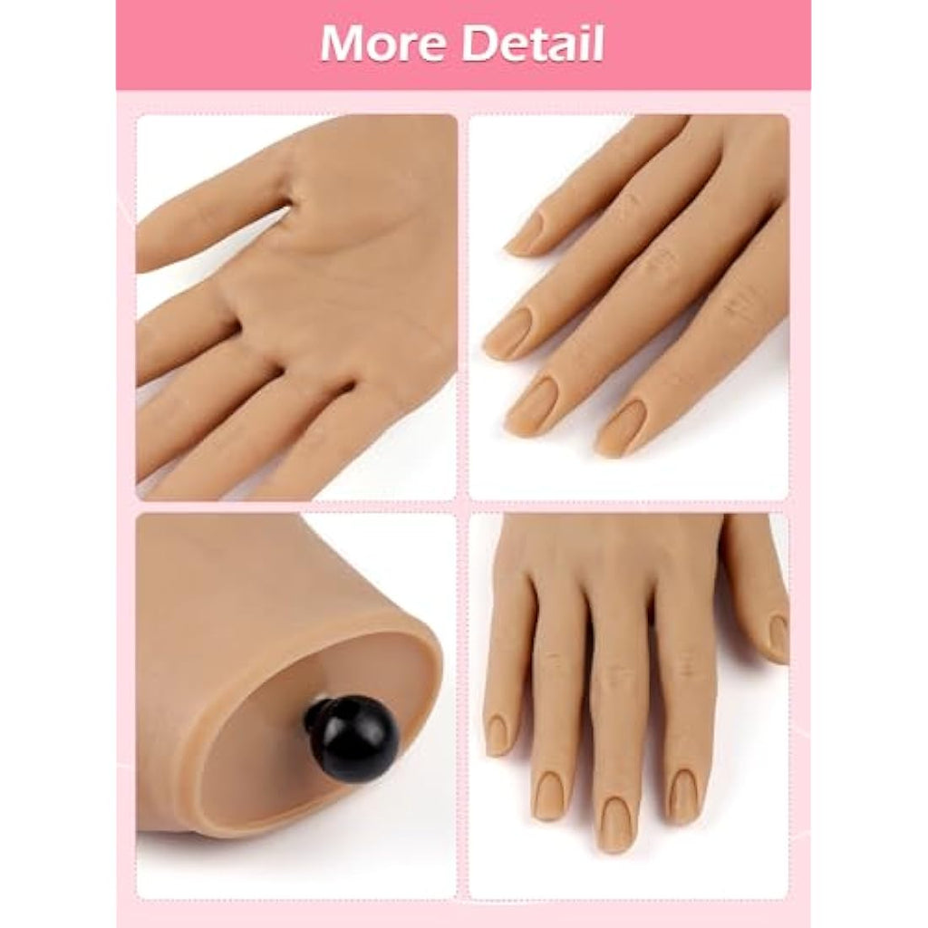 Adonafy Silicone Practice Hand for Acrylic Nails – Flexible Nail Model