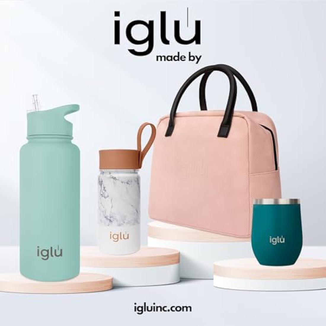 iglu 1L Insulated Water Bottle – Stainless Steel with Straw Lid