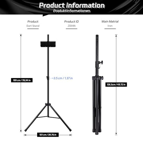 CyeeLife Dartboard Stand – Portable Tripod with Adjustable Height, Black