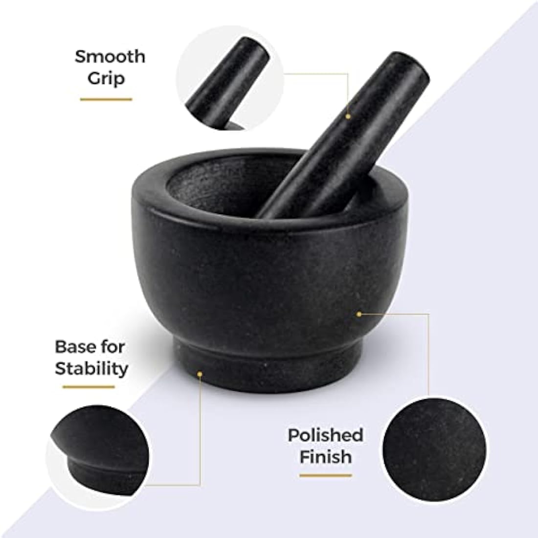 Silk Route Home Granite Pestle and Mortar Set | Durable Spice Grinder