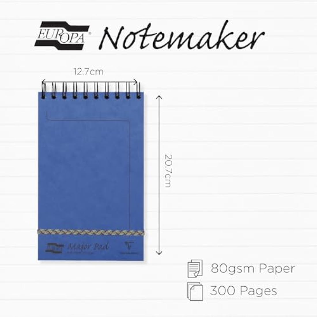 Europa Wire Top Ruled Pad | Clairefontaine 90g Paper | Pack of 10