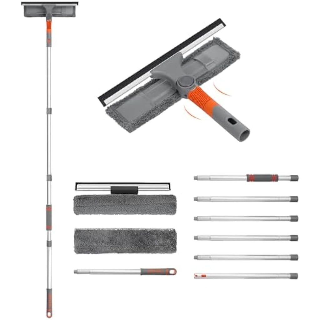 Baban 2-in-1 Window Squeegee Cleaner with 100-inch Extendable Pole