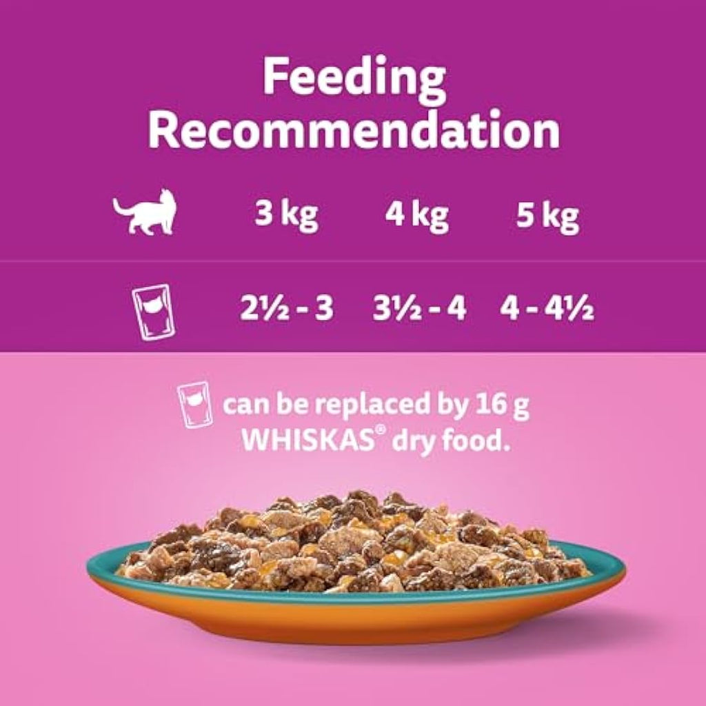 Whiskas 1+ Adult Wet Cat Food - Tasty Duo Surf & Turf Jelly (84 x 85g)