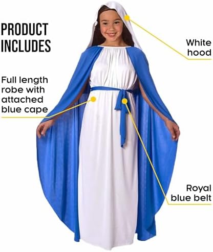 Jolof Store Virgin Mary Nativity Costume for Girls - Kids Religious Dress