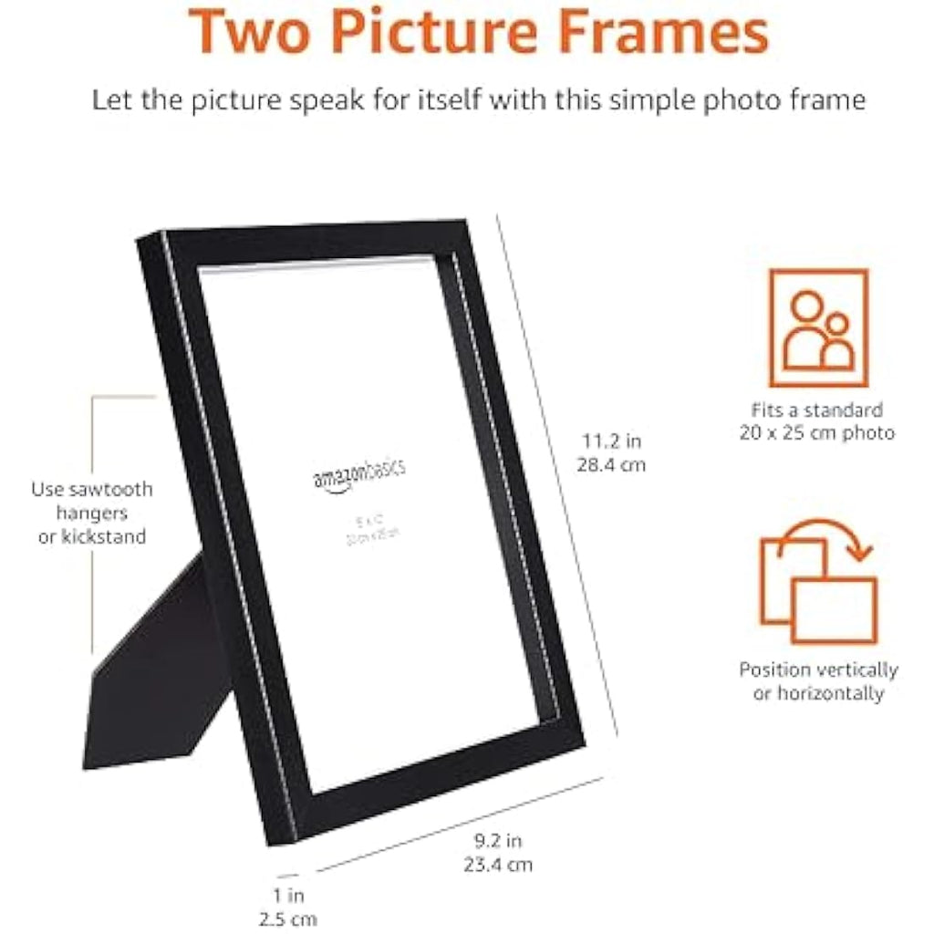 Rectangular Photo Frames - 2-Pack Black Glass 20x25 cm