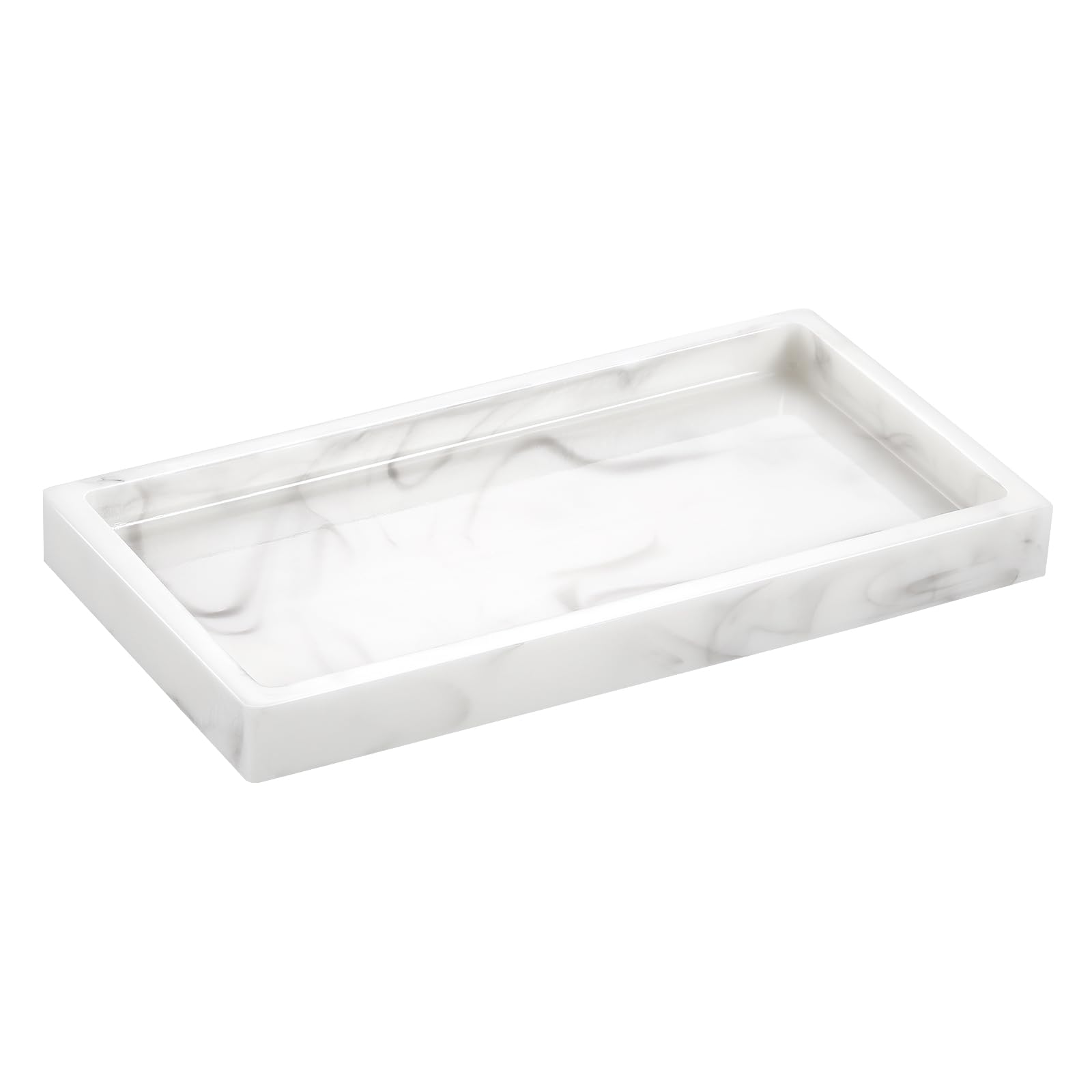 Emibele Resin Jewelry Organizer Tray – Marble White Vanity Dish