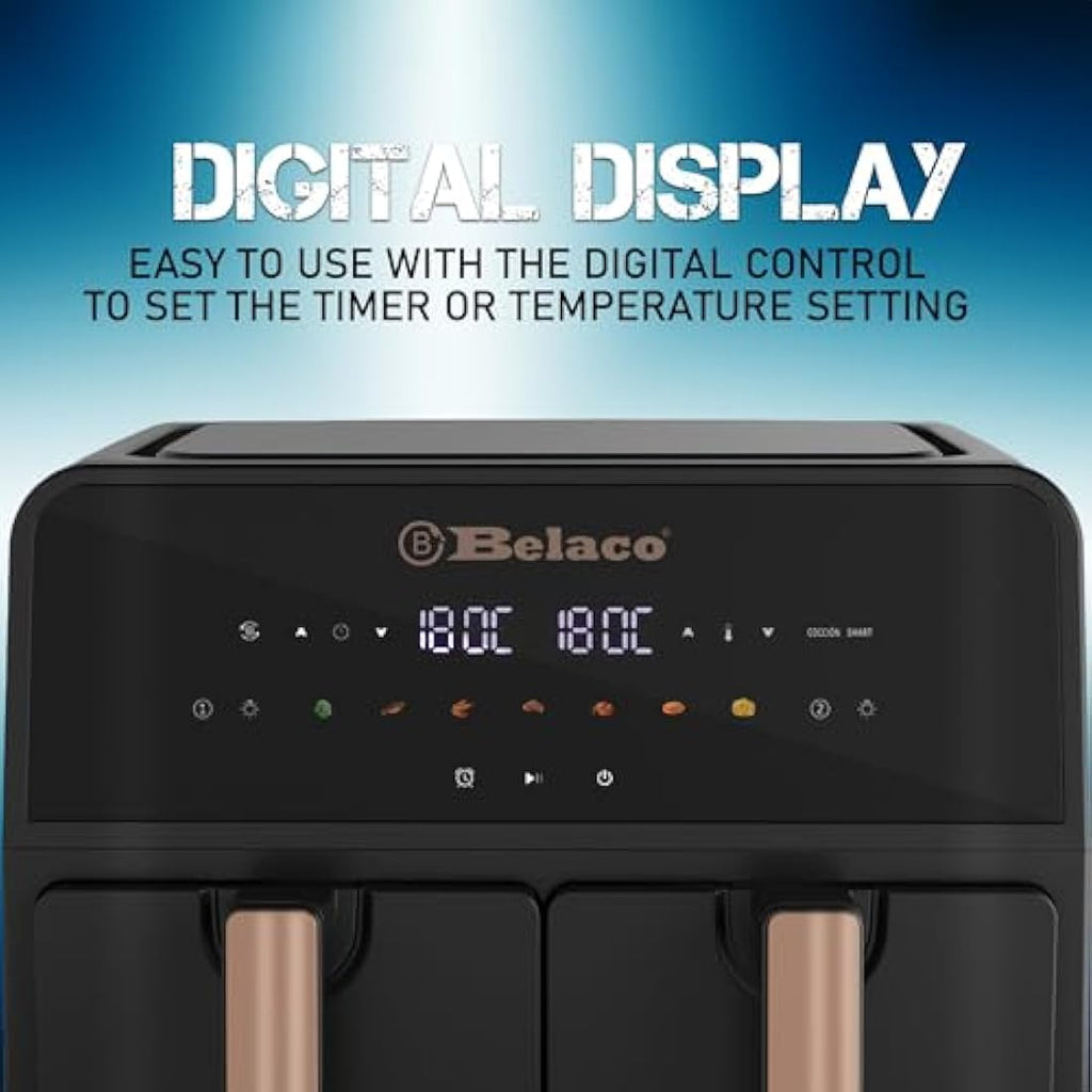 Belaco 9L Dual Zone Air Fryer | Digital Display & 2 Baskets – BEL-AF-03