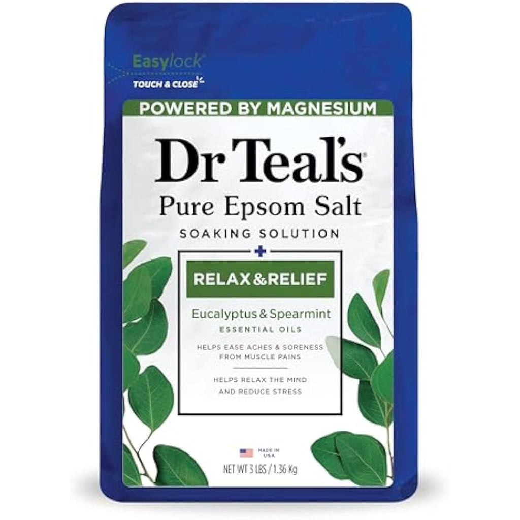 Dr Teal's Epsom Salt Soaking Solution – Eucalyptus & Spearmint, 3lb