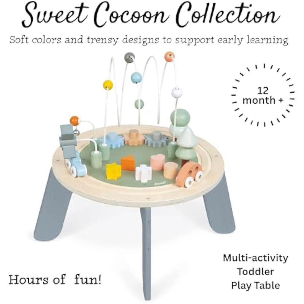 Janod Sweet Cocoon Wooden Activity Table – Toddler Fine Motor Toy