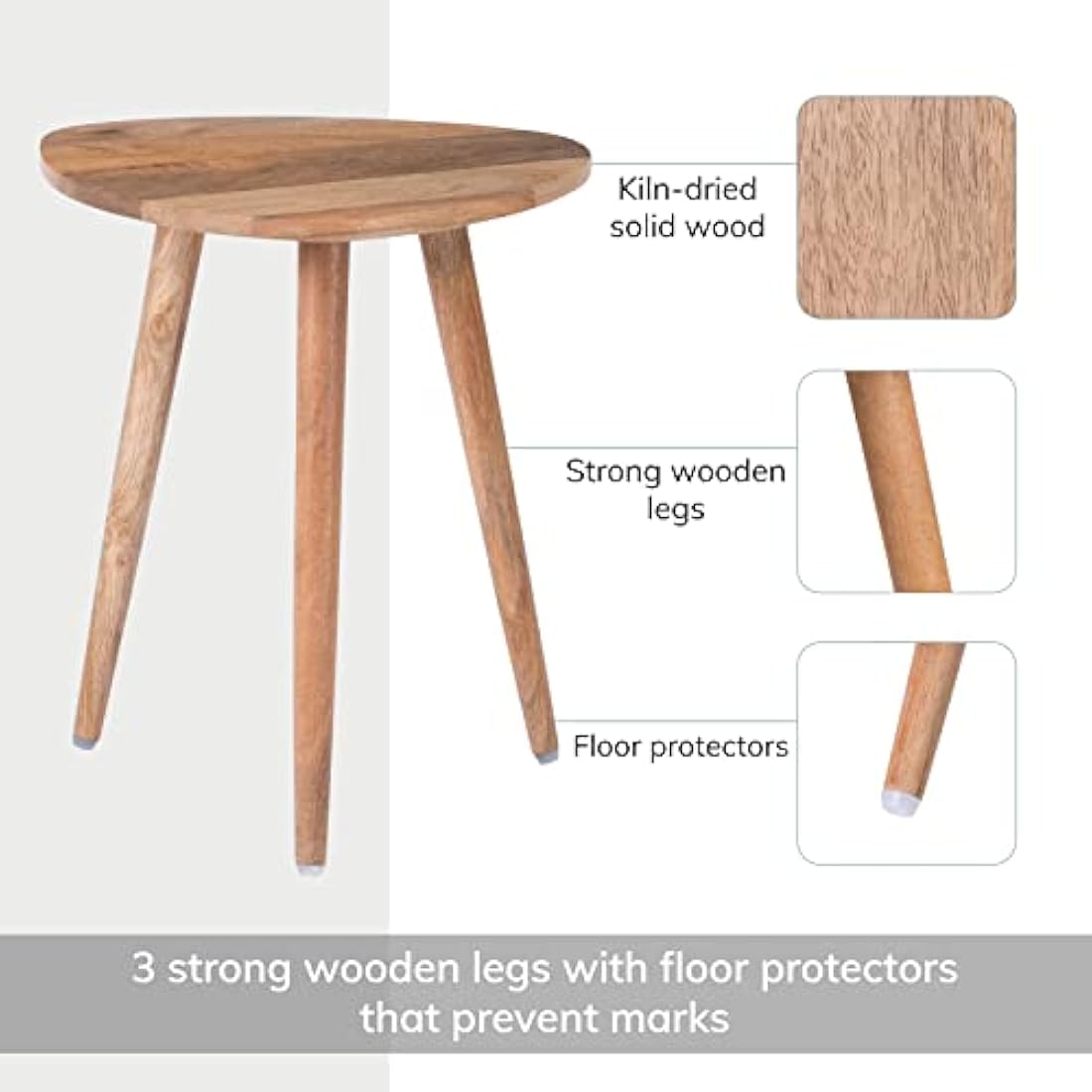 MH London Bond Triangle End Table – Mid-Century Solid Wood Side Table