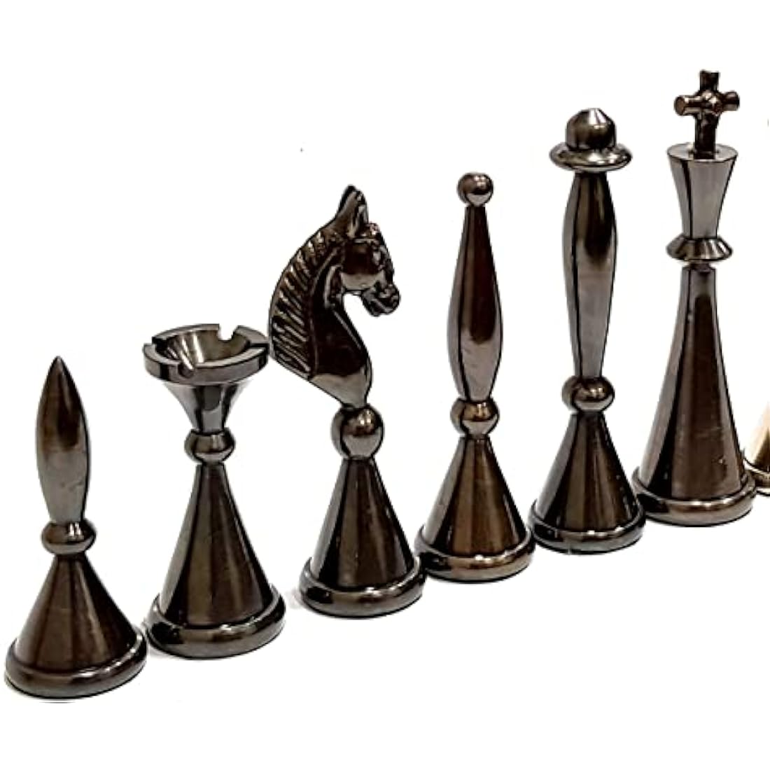 Brass and Copper Metal Chess Pieces - Luxury Chessmen