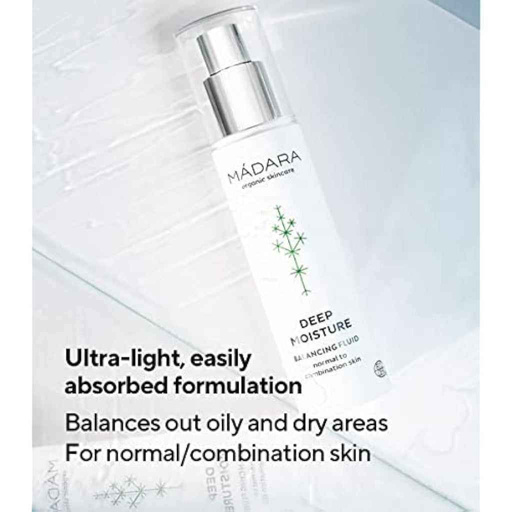 MÁDARA Deep Moisture Fluid – Organic Face Moisturizer for Combination Skin