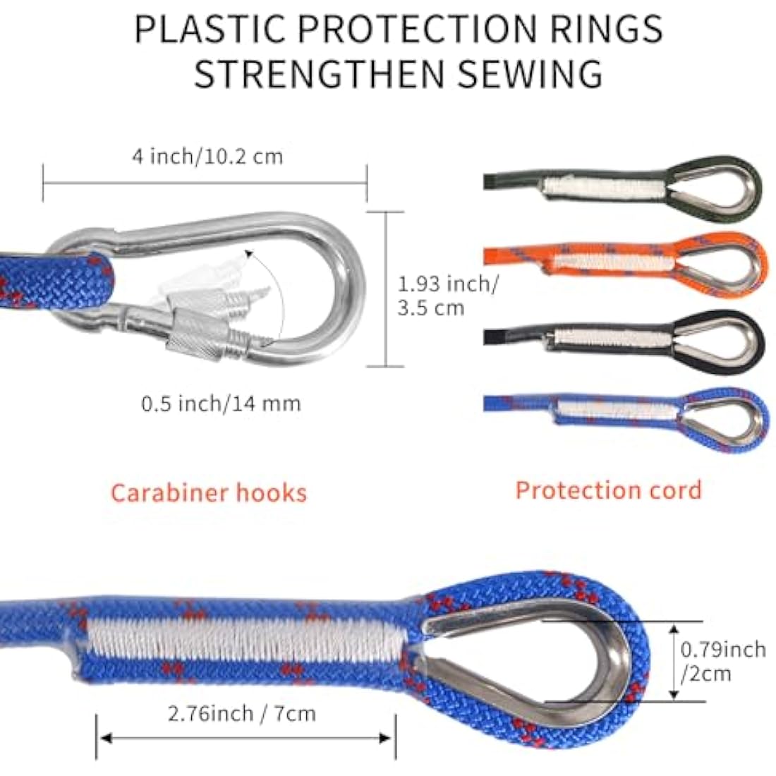 NewDoar 10mm Static Climbing Rope – 18KN Safety Cord with 2 Carabiners