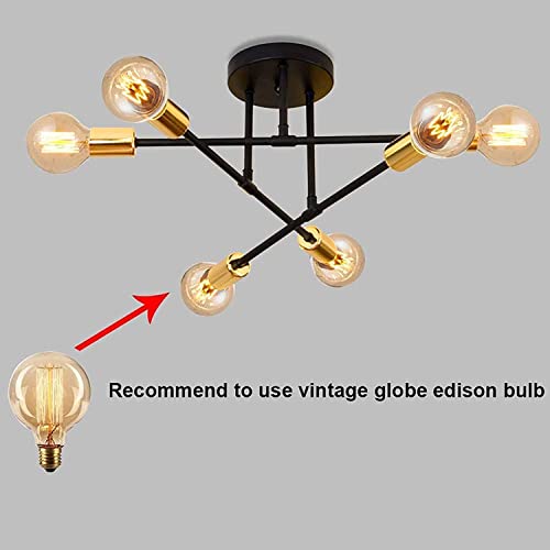 Sputnik Chandelier – 6-Light Mid-Century Modern Metal Ceiling Lamp