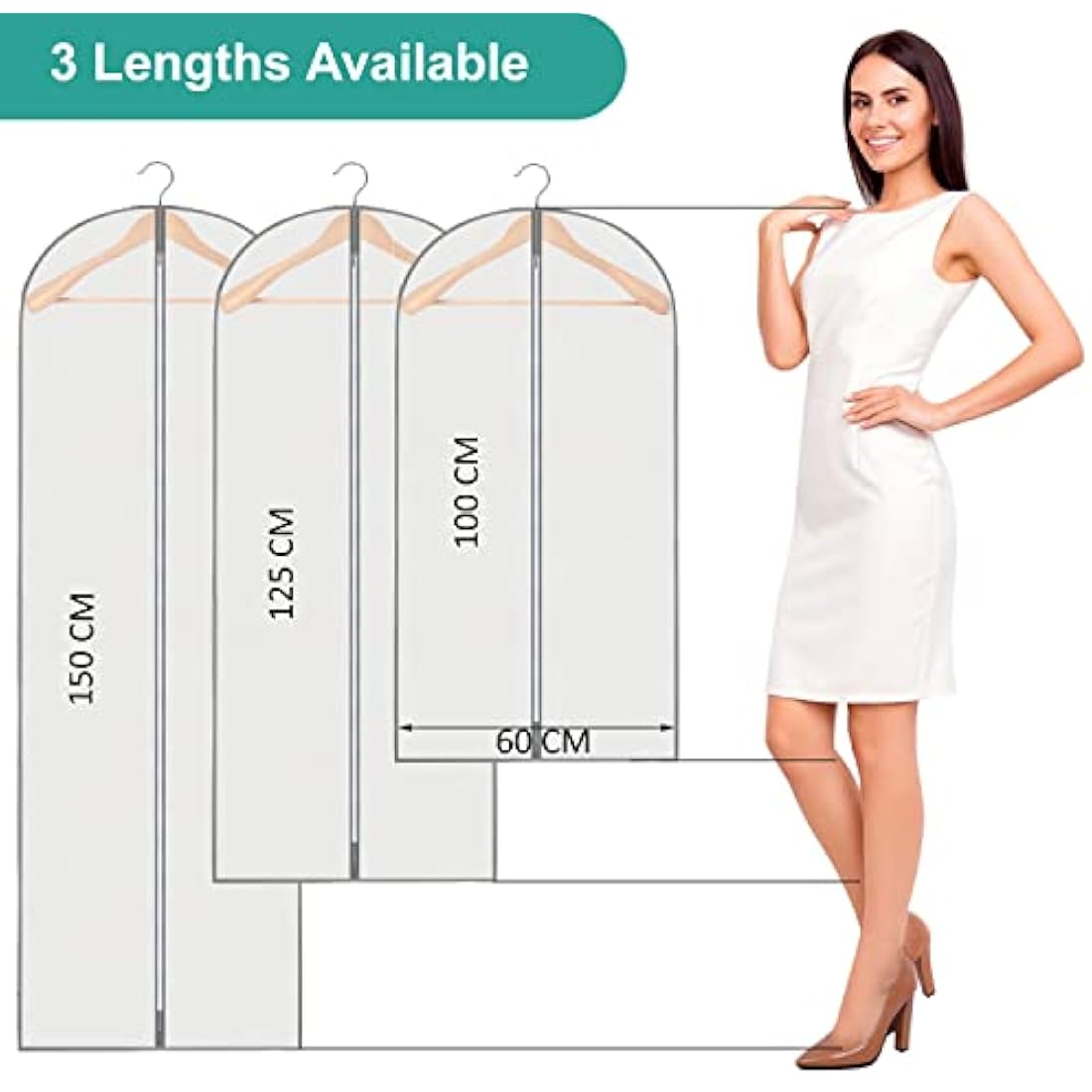 Garment Bags – 2 Pack Breathable Suit Covers, Grey